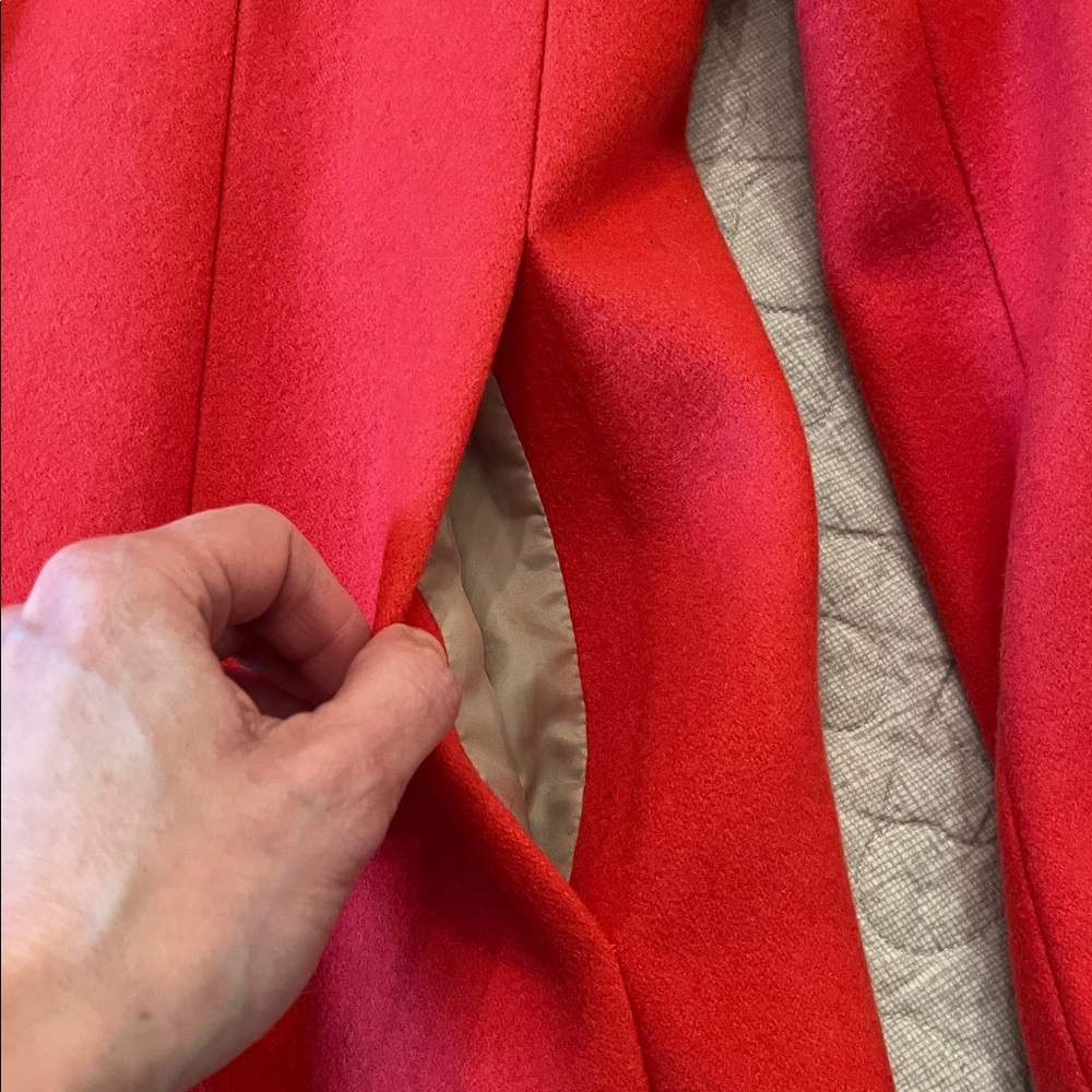 JCrew Coral Ruched Collar Wool Coat.  Size 10.  Great Used Condition. - Picture 15 of 15